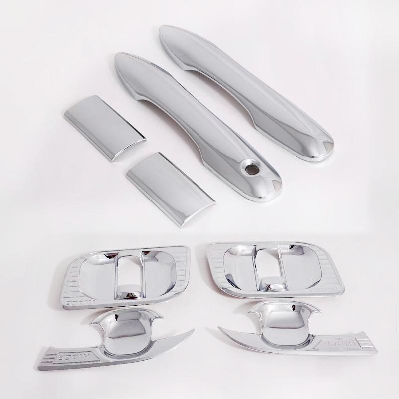 Abs Carbon Fiber Chrome Door Handle Molding Trim Cover For Toyota Hiace 2019-2025 H300 Series