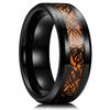 30 Colors Fashion 8MM Men Stainless Steel Celtic Dragon Rings Inlay Carbon Fiber Rings For Men Women Wedding Party Jewelry Gifts