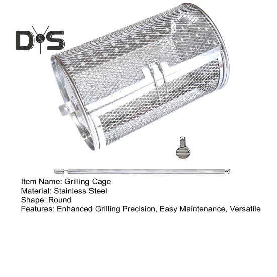 Paslanmaz Çelik Döner Izgara Sepeti Seti Açık Hava Izgara Sebze Balık Barbekü Seti Yükseltilmiş Çubuk Stili Tavuk Kanat Kafesi Otomatik 360 Dönen