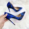 Hot Selling Sexy Leopard Print Suede High Heels Blue Black Gradient Suede 12CM Slim High Heels Women's High Heels D Sma