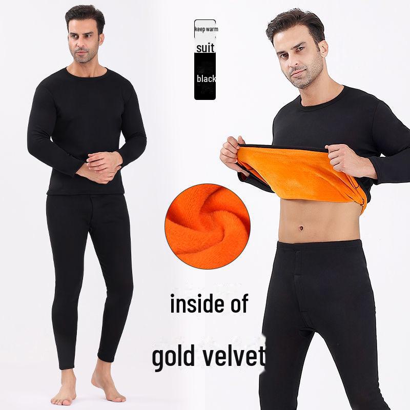 Golden Velvet Thermal Underwear for Men & Women: Thickened, Single Layer, Cold-Proof Autumn Suit for Adults & Couples