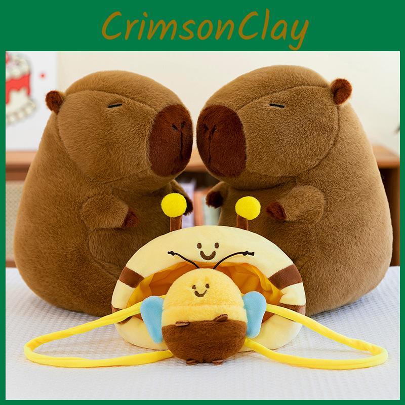 Capybara Animal Plush Toy Cushion With Bee Backpack For Kids Bedroom Decor