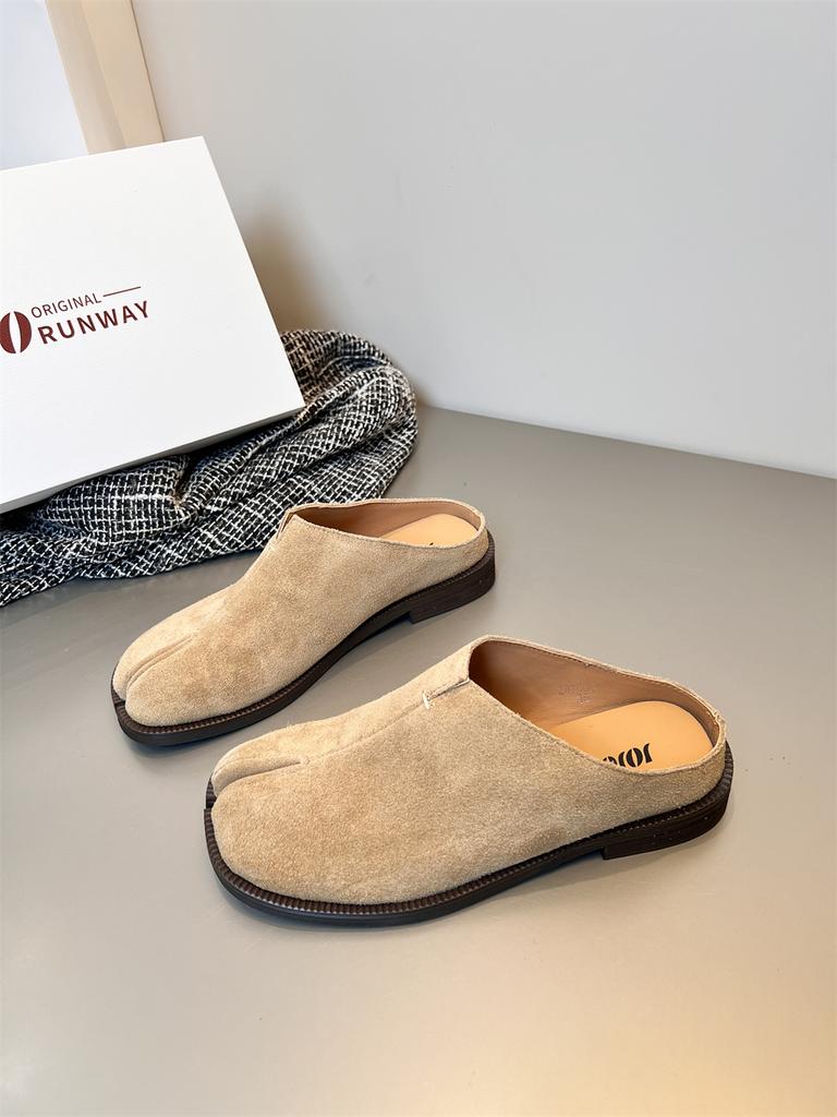 Fashion Bailamos Women Split Toe Slippers Tabi Ninja Slip On Flats Round Toe Shallow Lazy Boat Slingback Mules Shoes British Loafers