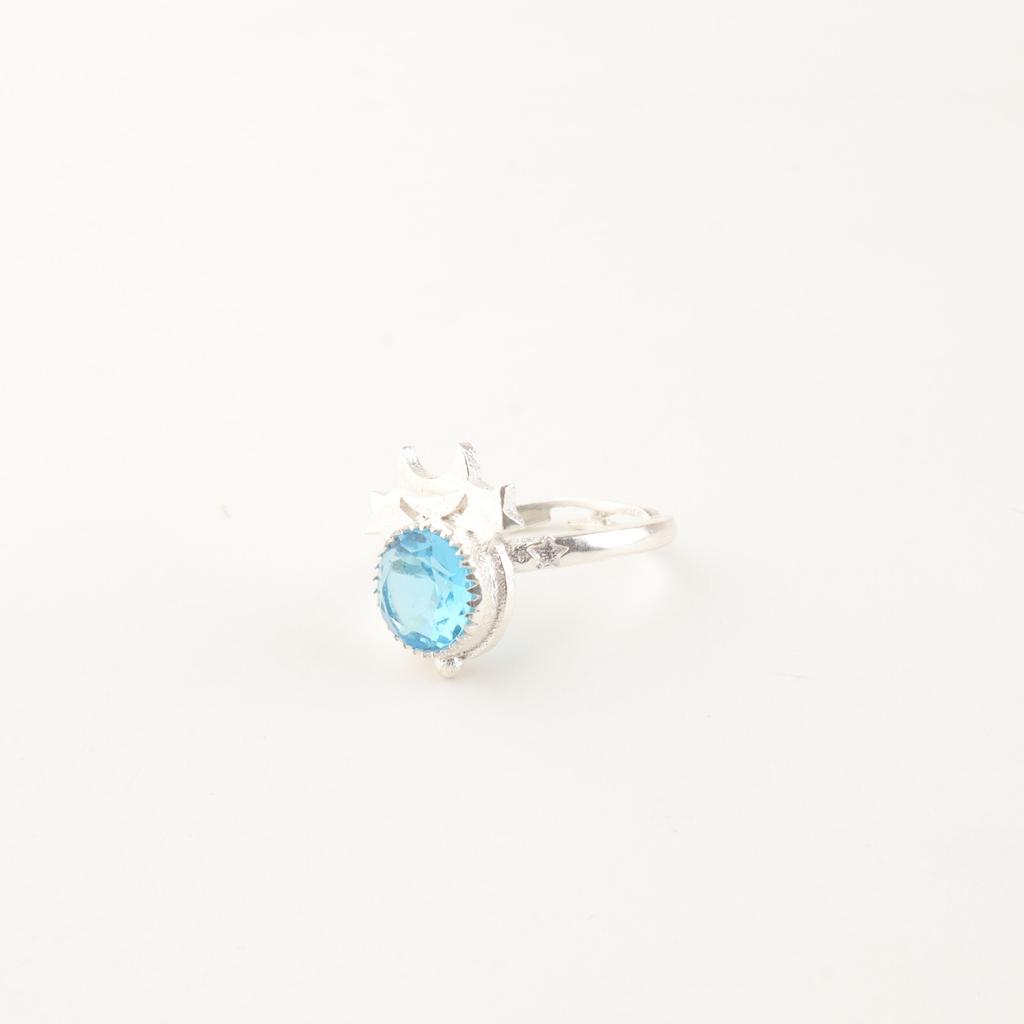 Swiss Blue Topaz Gemstone 925 Sterling Silver Jewelry Handmade Ring Gift For Her RR-67-3