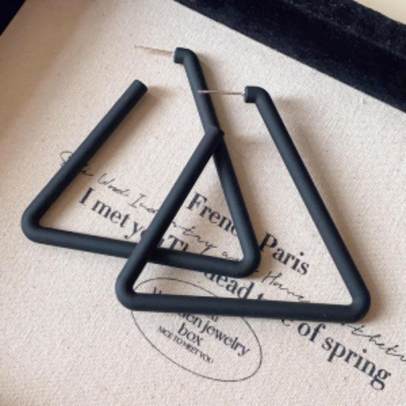 Silver Needle Black Crystal Geometric Stud Earrings Niche Versatile Earrings Temperament Light Luxury Premium Earrings