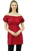Bimba Women's Off shoulder Puff Sleeve Tops Elastic Waist Blouse Cotton