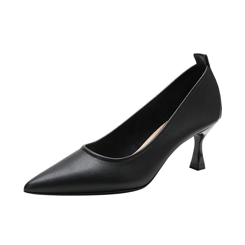 

Spring new soft leather comfortable leather professional work shoes high heels women s thin heels pointed single shoes women 34