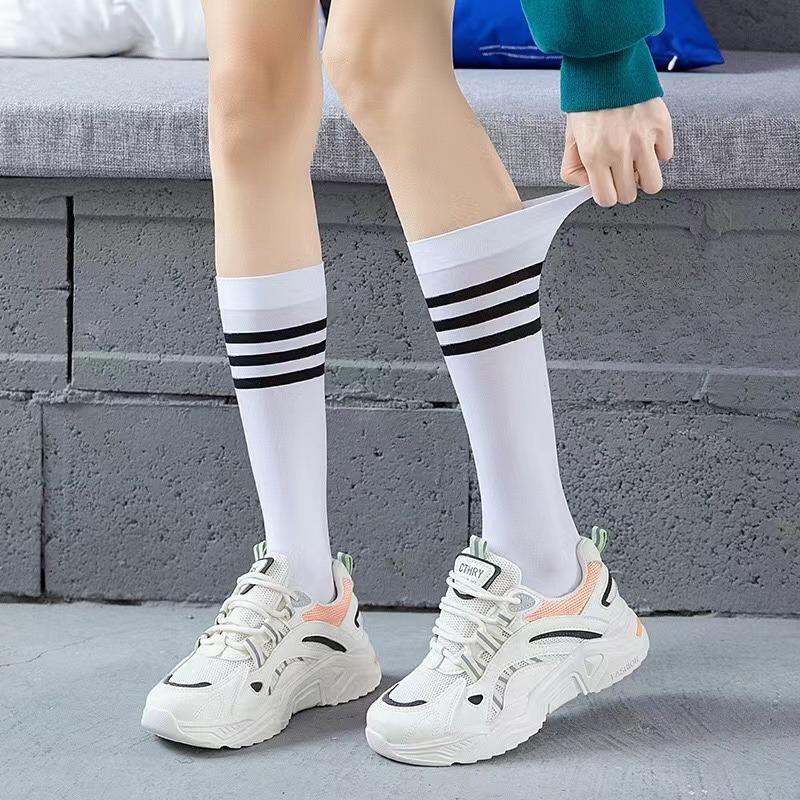 Women Over Knee Thigh High Socks Sexy Black White Striped Long Socks Over The Knee Stockings For Ladies Girls Warm Knee Socks