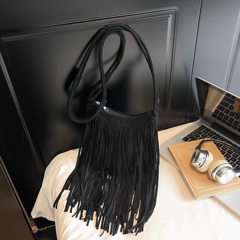 

Женская сумка на одно плечо с бахромой Модная кожаная и бархатная сумка кроссбоди в стиле ретро бордовый