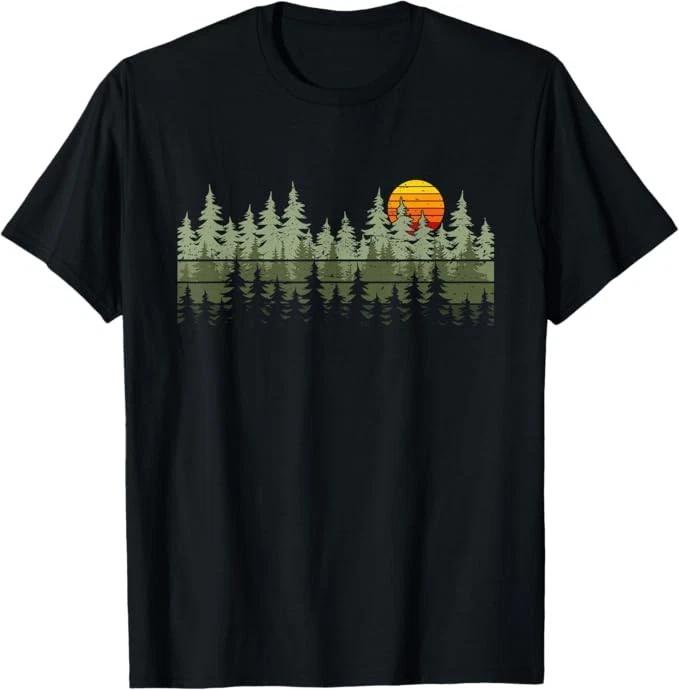 Funny Unisex Cotton Tshirt Trees Graphic Print Tshirt Vintage Unisex Oneck Shortsleeved Tee Oversized Casual Tshirts Streetwear