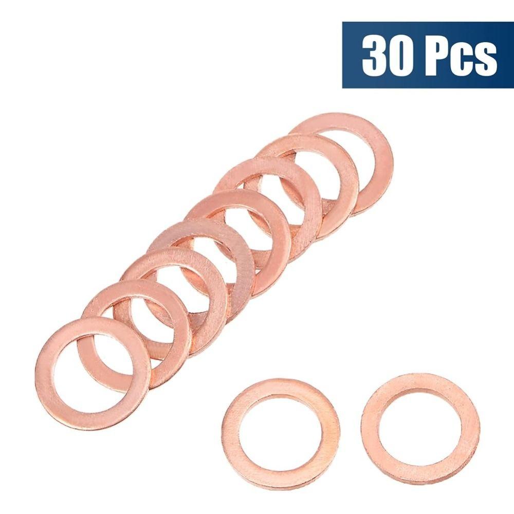 30Pcs M8 X 12mm X 1mm Copper Washers  Washers for Screw Bolt Nut Sealing Washers Flat Washers