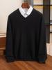 Men's V-Neck Loose Cashmere Knit Sweater - Autumn/Winter Base Layer