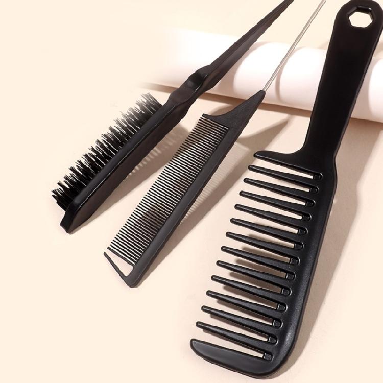 4cs Hair Brush Set Edges Control Brush,Ratted Tail Comb,Bristles Hair Brush Detangler Brush Wide Tooth Comb Travel Home