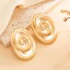 SHIXIN Vintage Gold Color Spiral Texture Stud Earrings for Women Exaggerated Metal Glossy Thick Charm Piercing Ear Jewelry Gift