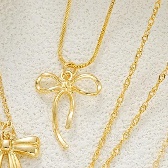 5Pcs/Set Bow Pendant Necklaces Elegant Bow Knot Charm Choker Necklaces Dainty Layering Chain Necklace Gift for Women Girls Friends