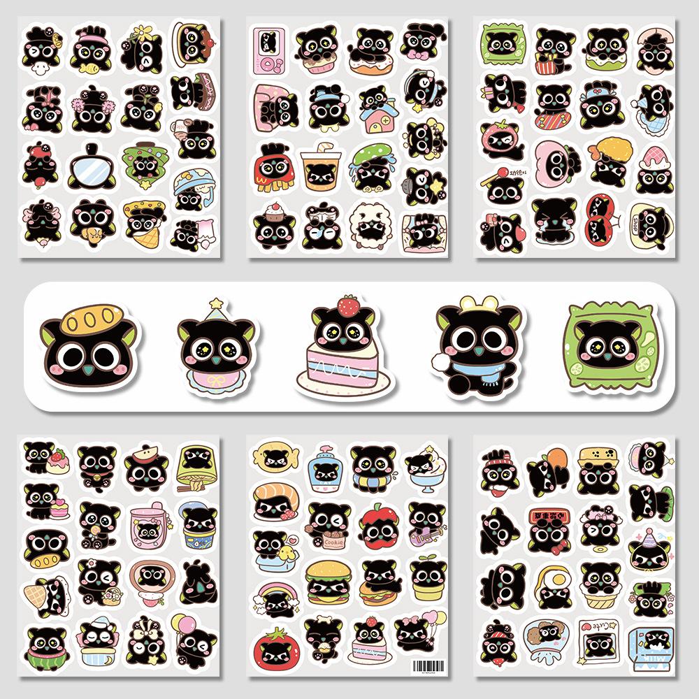 102pcs Kawaii Black Cat Stickers Pack Cute Cartoon Cat Waterproof Stickers for DIY Laptop Suitcase Skateboard Water Bottle Decor