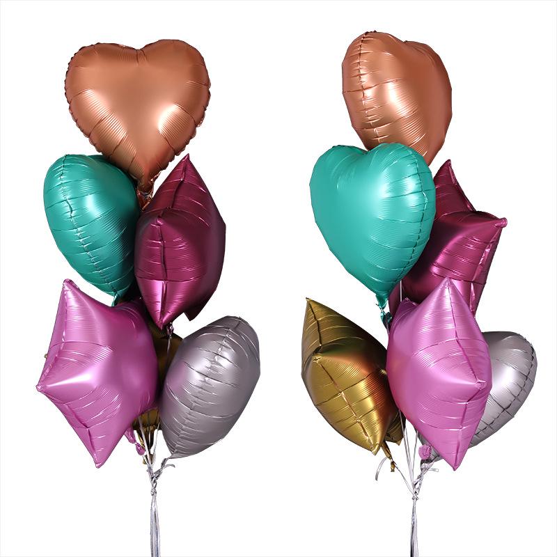 Heart-Shaped Metallic Balloon & Star Foil Balloon Set, 18-inch Birthday Party Decor