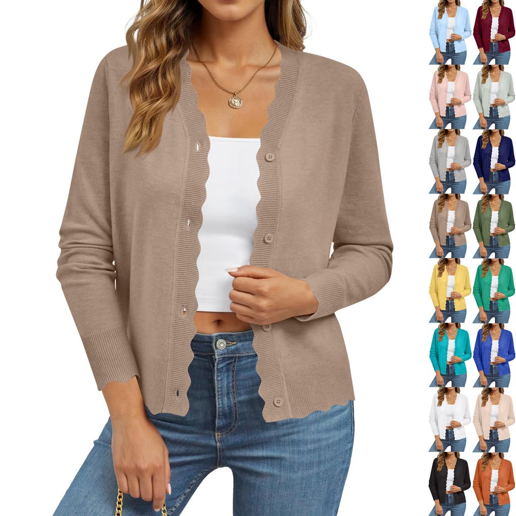 Women‘s Cardigan Sweaters Long Sleeve Casual Lightweight Button Down V-Neck Fall Clothes