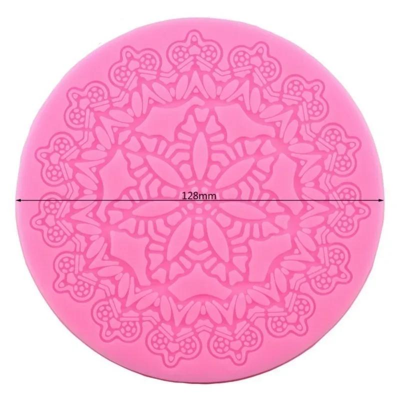 1Pcs Kitchen Baking Tools Round Crown Shape Cake Silicone Mat Cake Decorating Tools Kitchen Baking Silicone Lace Molds