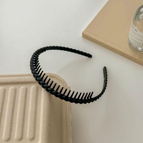 Women Headband Elastic Solid Color Anti-slip Frosted Braid Broken Hair Organization Face Washing Bath Hair Hoop with Teeth Female Headwear