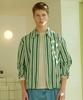 NOTIG Cotton Blend Striped Shirt-Style Jacket Green_Oks3Shcl107E1