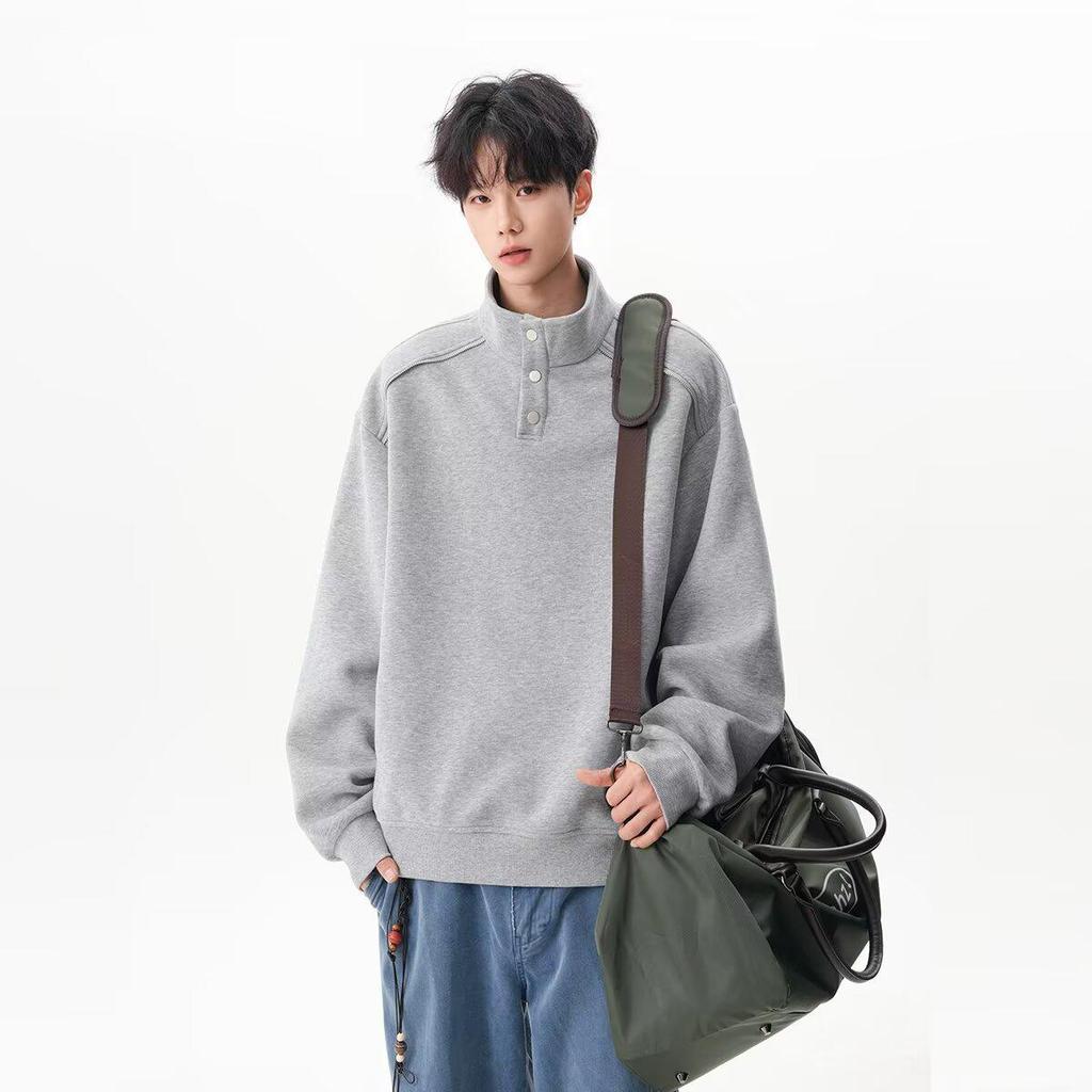 Men's Korean Style Round Neck Loose Hoodie, Autumn/Winter 2024 Trendy Chic Hong Kong Style.