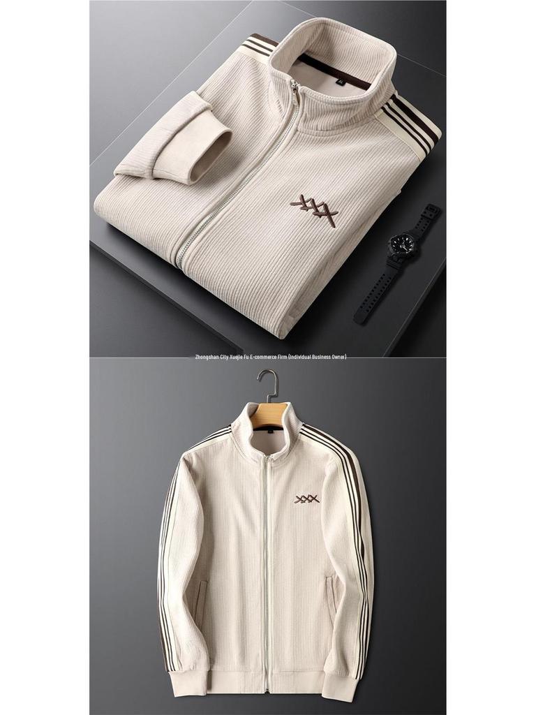 Modernes zweiteiliges Set für Herren: Strickjacke mit Stehkragen & Hose mit geradem Bein