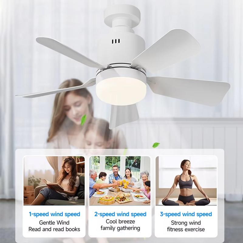 E27 Ceiling Fan Household Fan Light Detachable Multifunctional Remote Control Ceiling Fan Light for Living Room and Bedroom Lamp