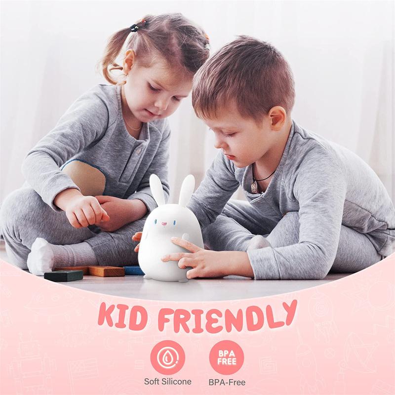 Silicone Led Bunny Lamp Rechargeable Touch Sensor Nursery Night Light With Timer Girls Birthday