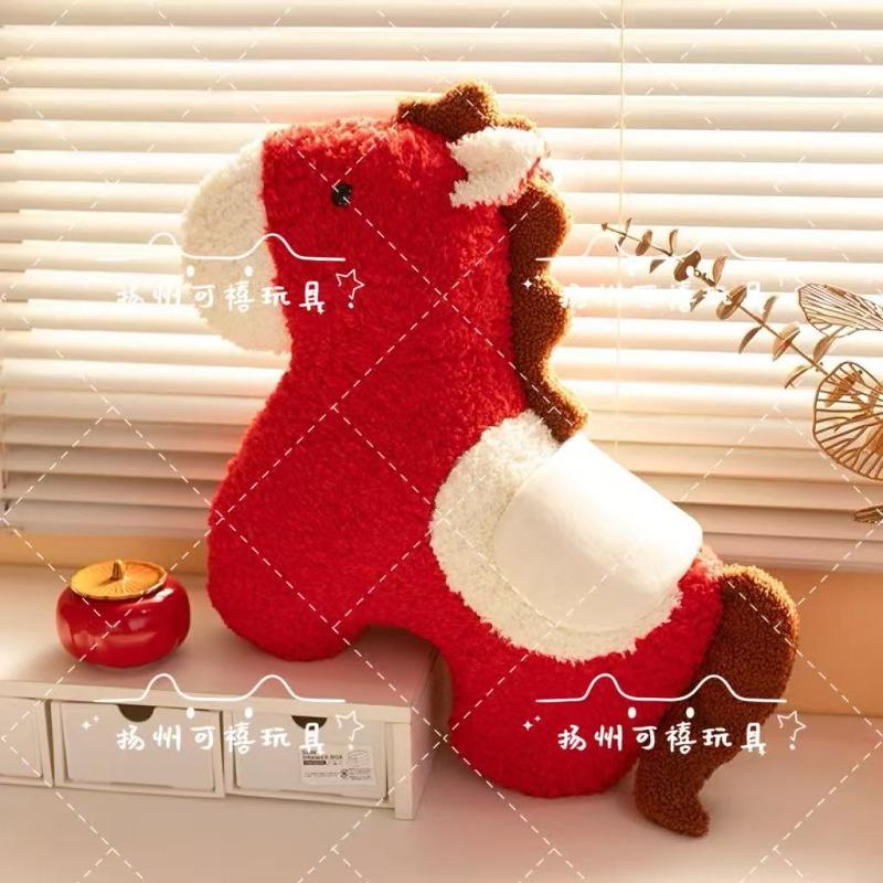 New horse mascot doll pony special-shaped throw pillow plush toy living room decoration ornament New Year's gift