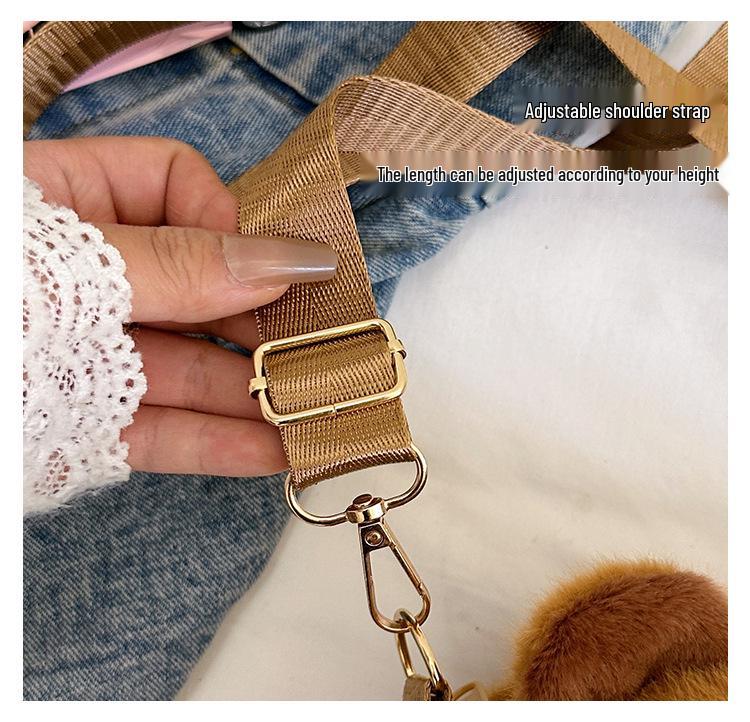 2025 Creative Cute Cartoon Plush Crossbody Doll Bag – Soft, Retractable, Round Shoulder Bag