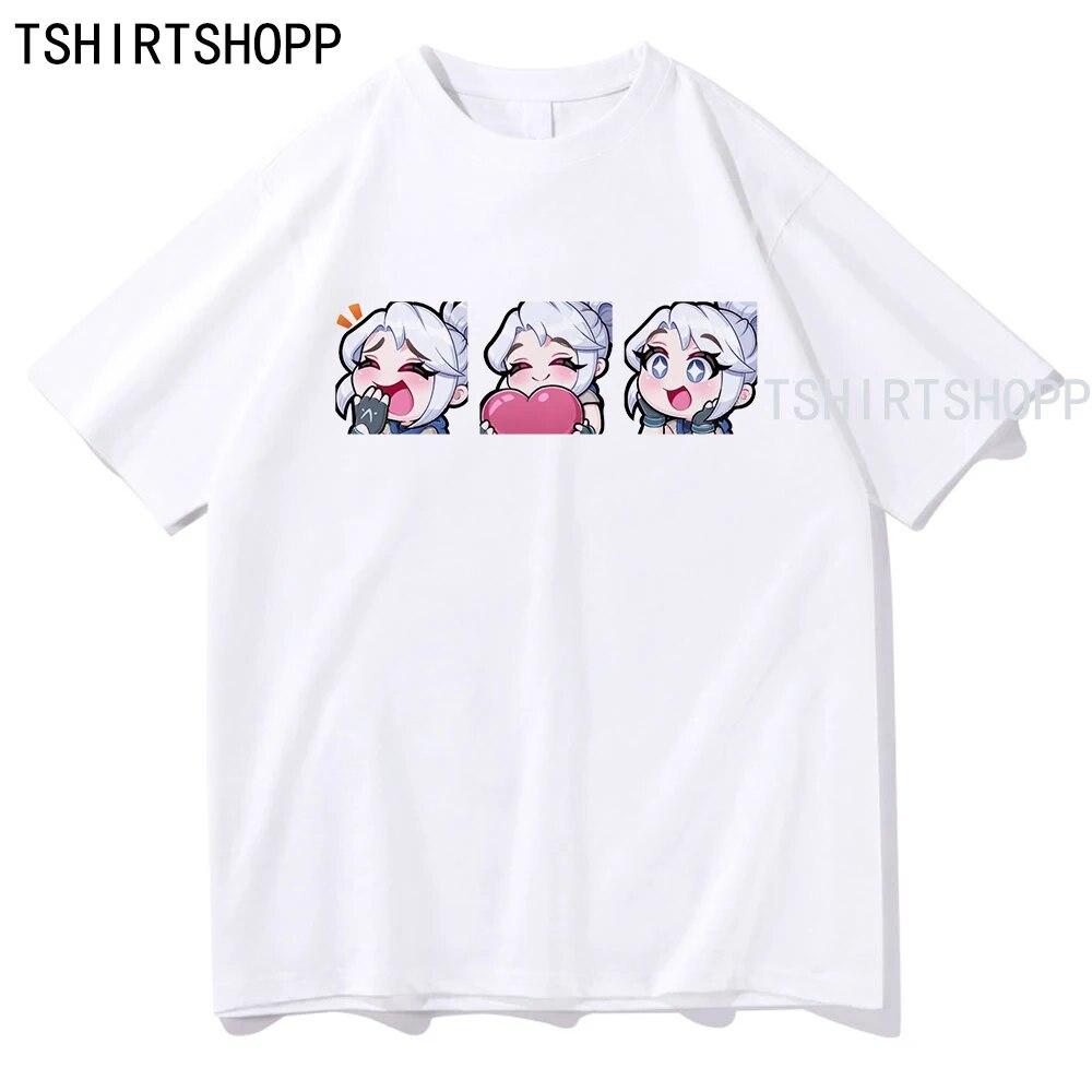 Anime Valorant T Shirt Mode Jett Unisex Kleidung Sommer Streetwear Sage Grafiken T-shirt Harajuku Baumwolle Tops Kawaii Kleidung