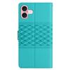 For iPhone 16 Case Rhombus Leather with TPU Inner Shell Wallet Phone Cover