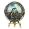 Crocon Labradorite Crystal Sphere with Metal Stand Gemstone Sphere Healing Ball Sculpture Feng Shui Divination Figurine Home Decor Size: 45-55 Mm
