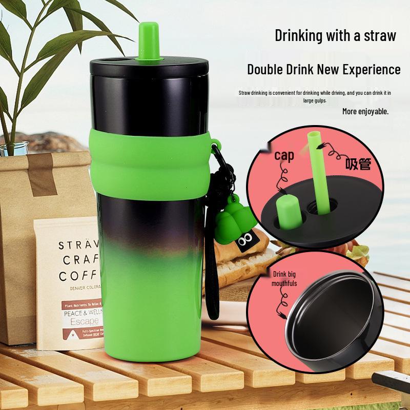 Aurora 316 Stainless Steel Insulated Cup with Handle & Straw - Creative Car Cup