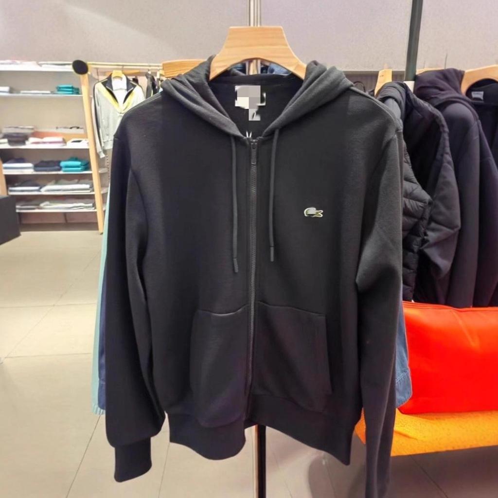 Unisex Hoodie met Visborduurwerk en Rits - Effen Kleur, Met Zakken, Losse Pasvorm Bovenkleding voor Lente, Herfst, Winter