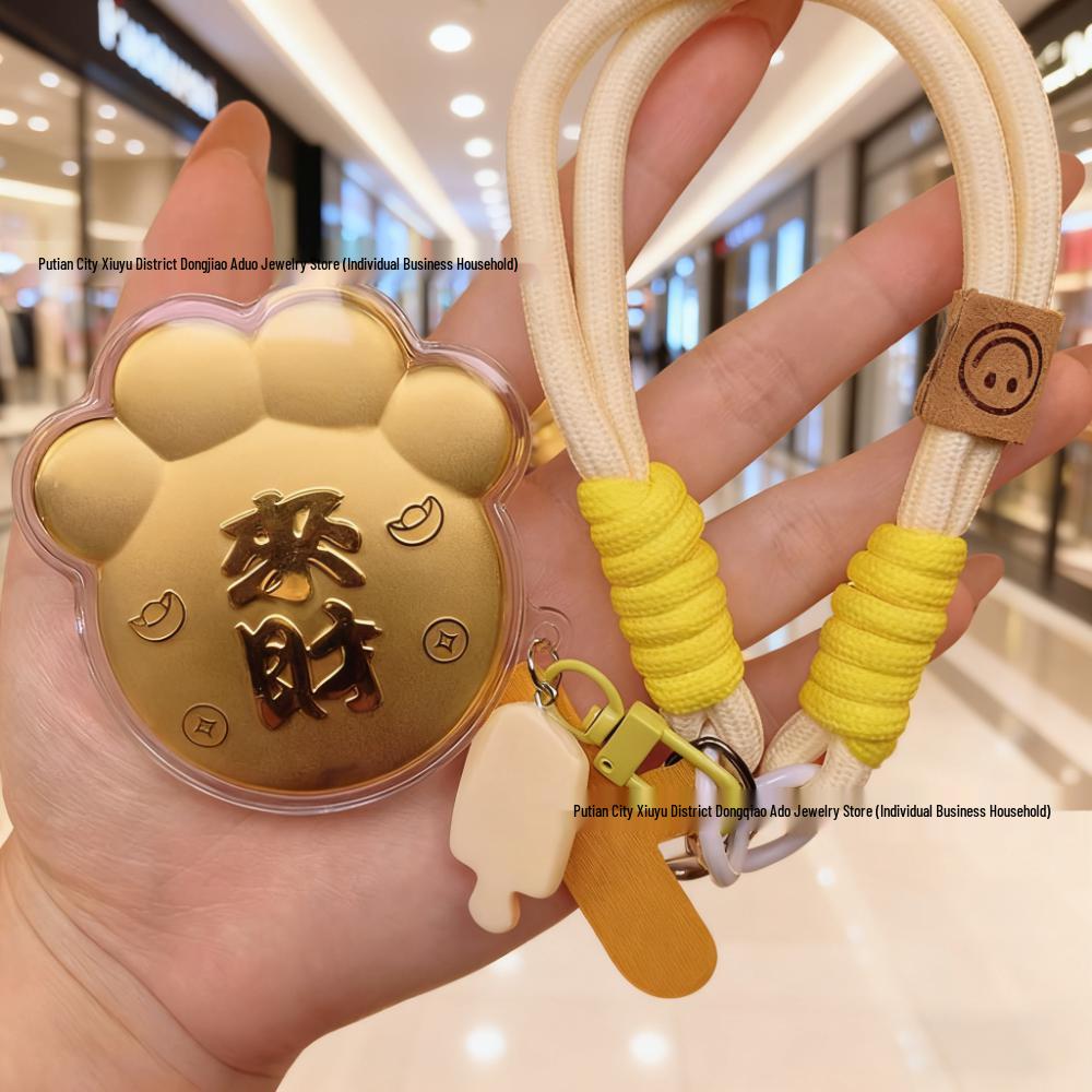 Pingente de Bolsa Gato da Sorte de Ouro Puro 999 20mg e Chaveiro de Urso