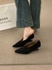 Korean Version of Late Evening Wind Suede Red Wedding Shoes 2025 New Versatile Commuter One-pedal Pointed Wedge Heel Single Shoes Women