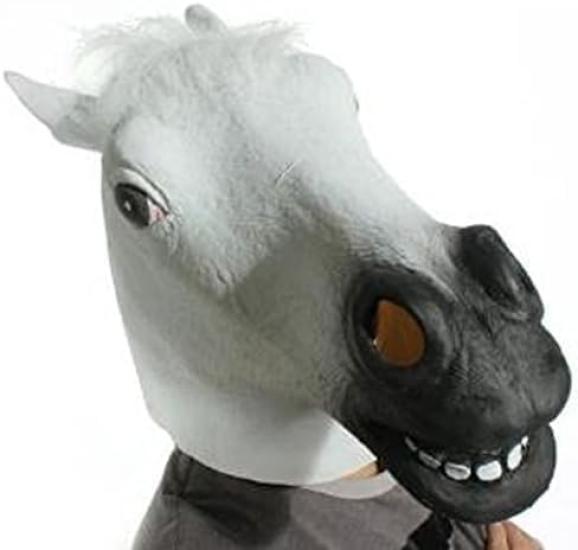 Funny Horse Realistic Animal Head for Halloween Rubber Cosplay Props for Costume Parties and Birthdays Horse [ShuaWdk] Mask! Costumes. (White Head)
