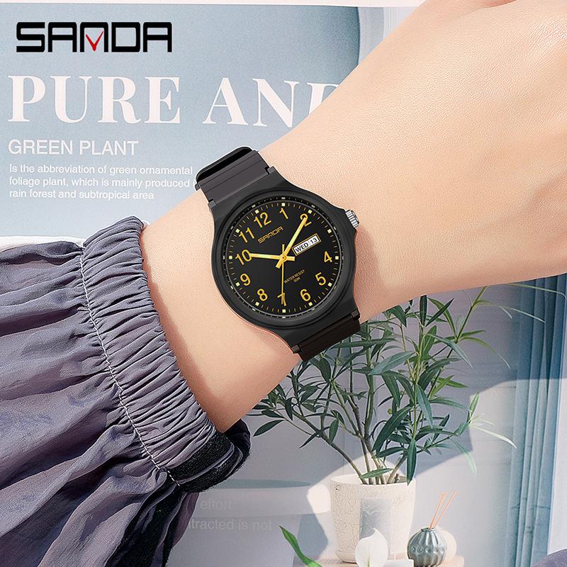 SANDA Electronic Quartz Analogue Double Calendar Waterproof Electronic Watch