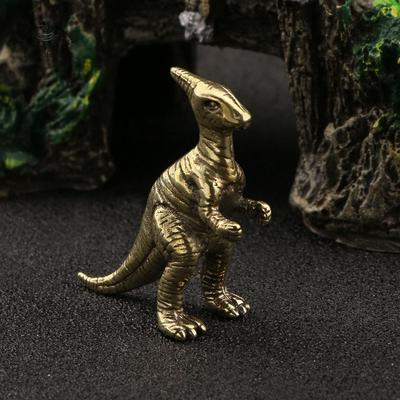 Copper Ancient Animal Parasaurolophus Statue Car Decoration Craft Home Decor Accessories Retro Brass Dinosaur Miniature Figure