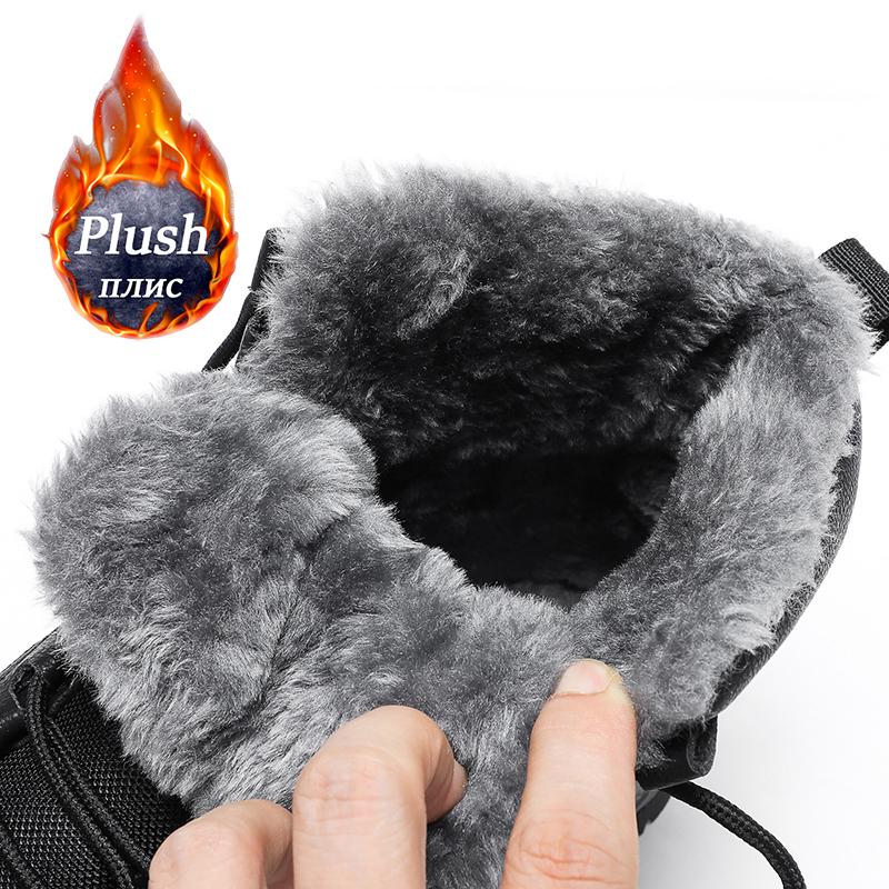 Winter Herren Damen Sneaker Stiefel Plüsch Trekkingschuh Schuhe Rutschfeste Stiefeletten Wasserdichtes Kunstleder Warme Schneestiefel Herren