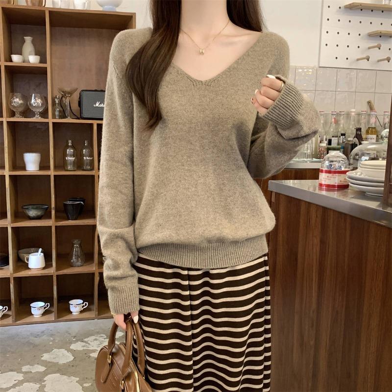 

Осень и зима новый мягкий восковой свободный воротник ленивый универсальный арктический бархат с вязаным свитером-основой женский L