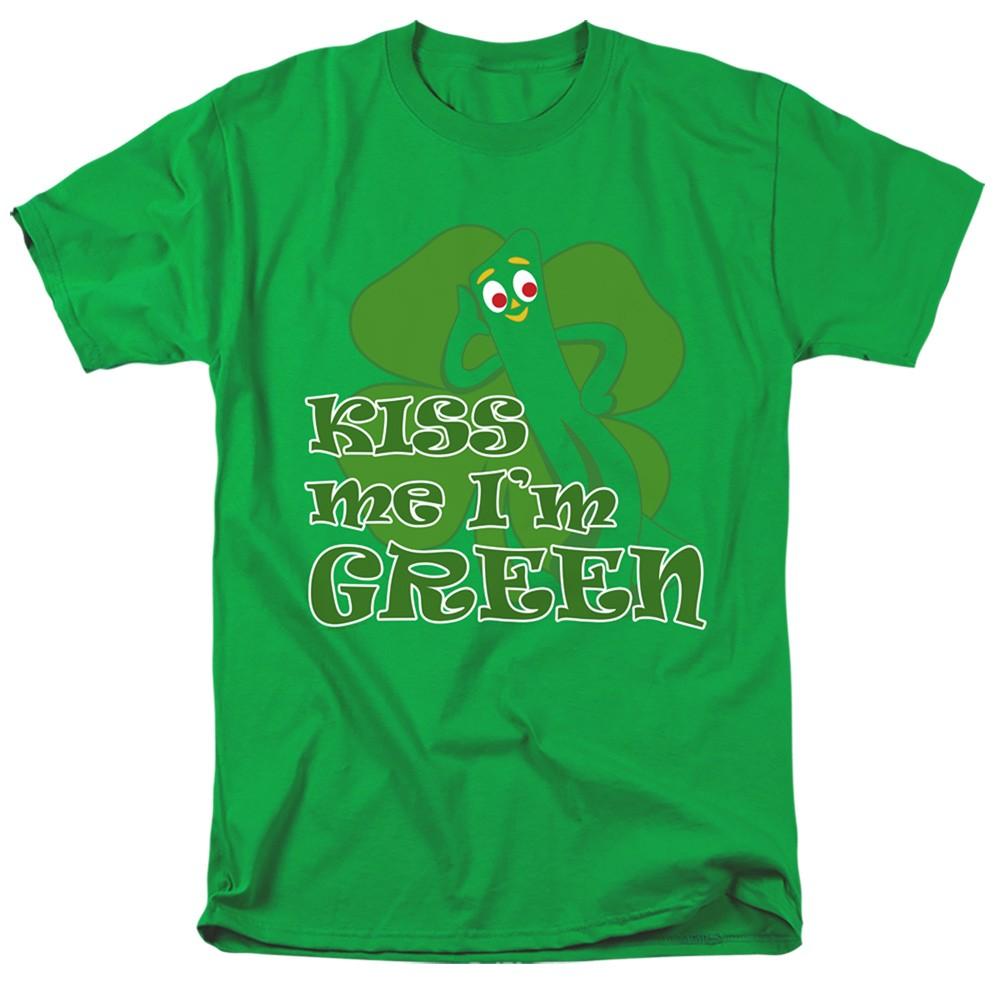 

Irish Pride St Patrick s Day - Gumby - Kiss Me Im Green - Adult T-Shirt 4XL