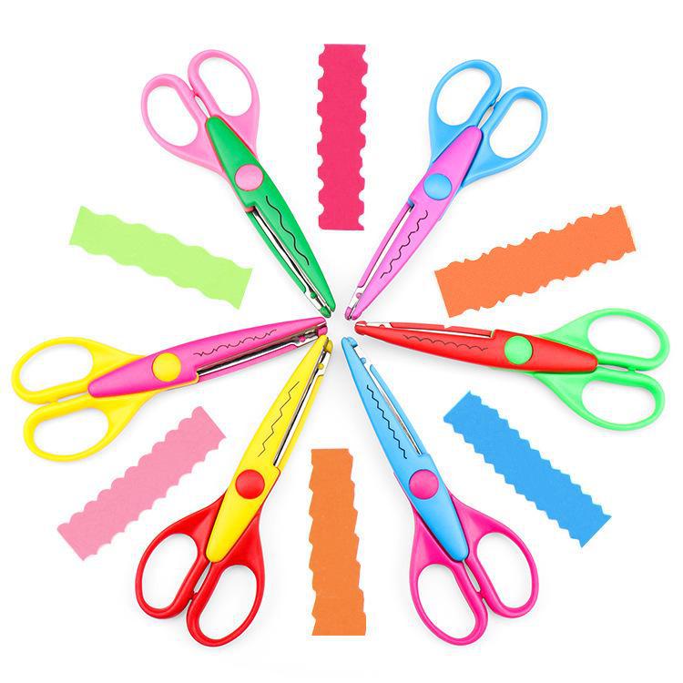 Children's Safety Scissors for Crafting, Ages 3-6: Fun Lace and Photo Cutting Tools for Kindergarten and DIY Albums