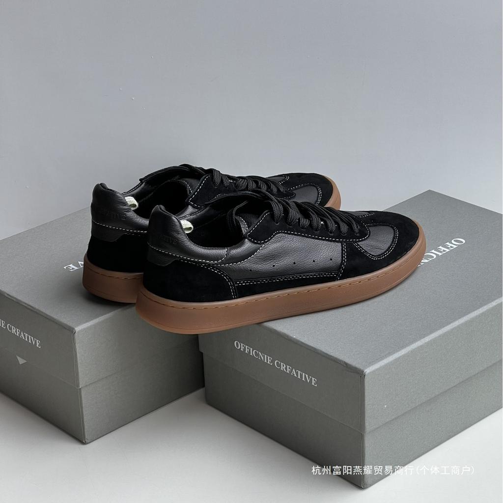 Factory couple niche OFF German training shoes retro OC old white shoes soft cowhide women's flat casual board shoes