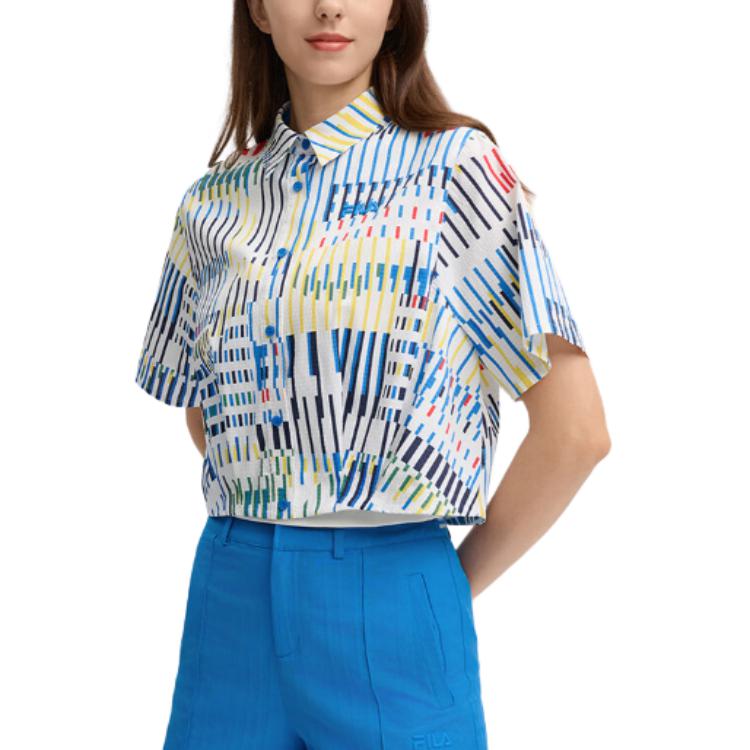 Fila X Pompidou Center SS24 Casual Comfortable Loose Single-Breasted Short Sleeve Shirt Women Shirts F11W438408F-ZA