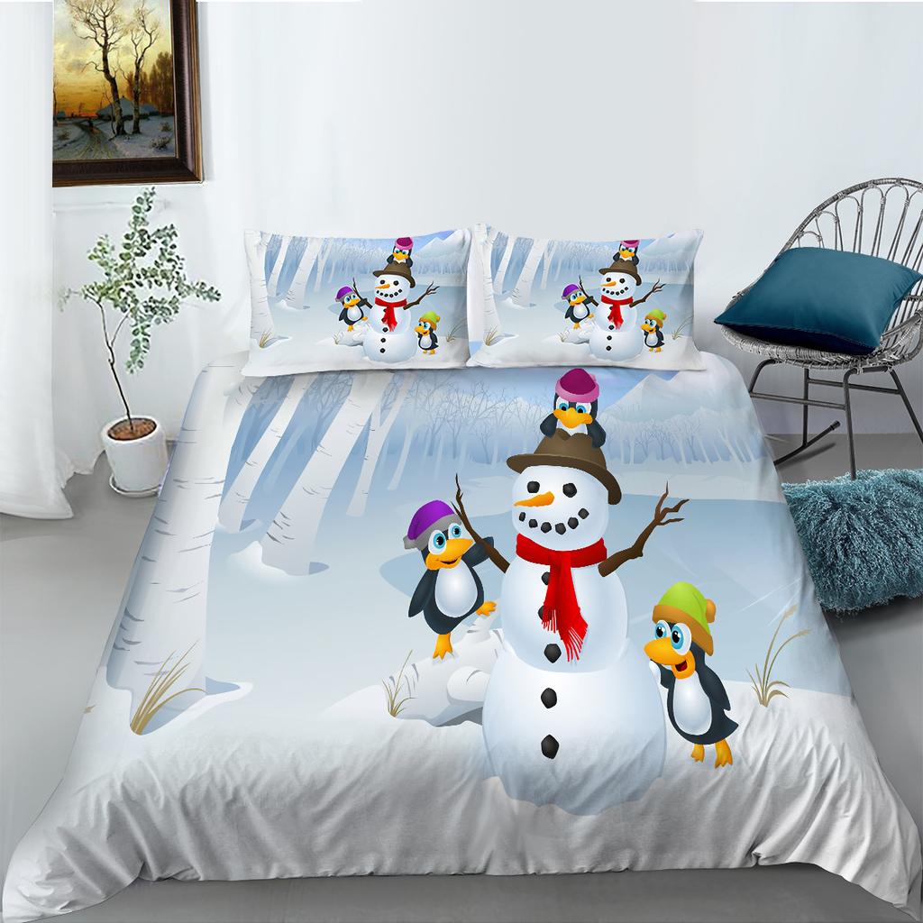 Weihnachtsgeschenk Serie Bettbezug Kissenbezug Zwei- oder Dreiteiliges Set Polyester Digitaldruck Feiertagsdekoration