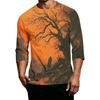 Men's Casual Halloween Print Round Neck 3/4 Sleeve T-Shirt