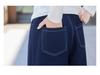 Hong Kong Retro Fashion Denim Blue Women's Set: 2025 Spring/Autumn Striped Patchwork Jacket & Wide-Leg Pants Two-Piece